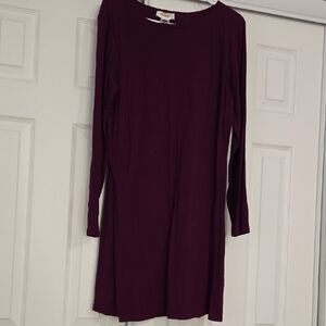 Talbots Long Sleeve Scoop Neck Dress in Deep Plum